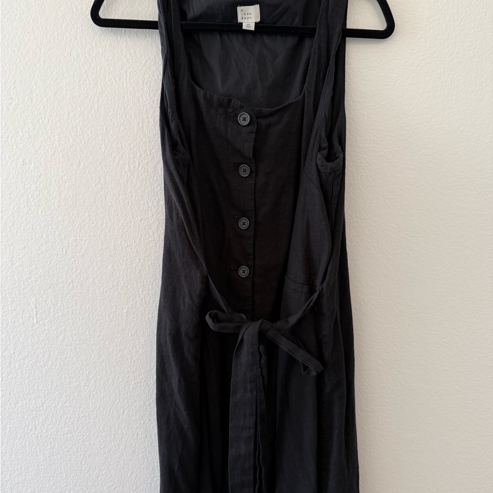 A New Day Black linen Button-Front Midi Dress